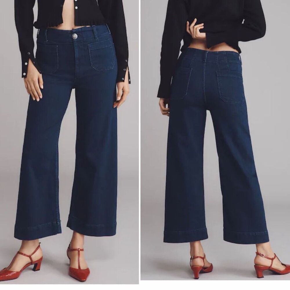 MAEVE Dark Blue High Rise Wide Leg The Colette Denim Jeans-31T